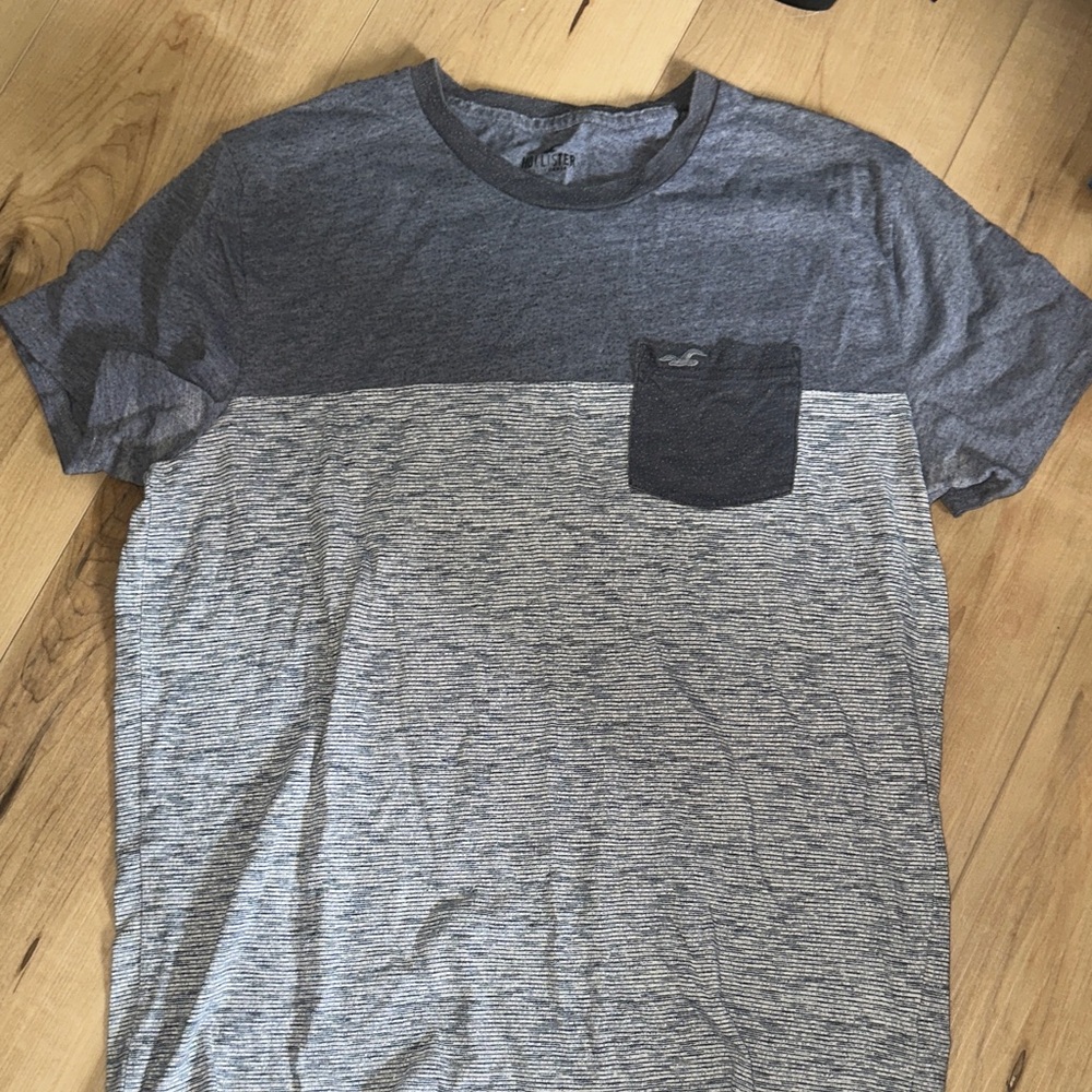 Hollister Two-Tone Gray Pocket Tee